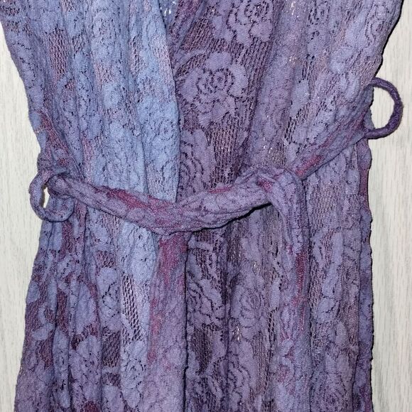 Free People One Purple and White Ombre Lace Duster Wrap Cardigan - Picture 4 of 8